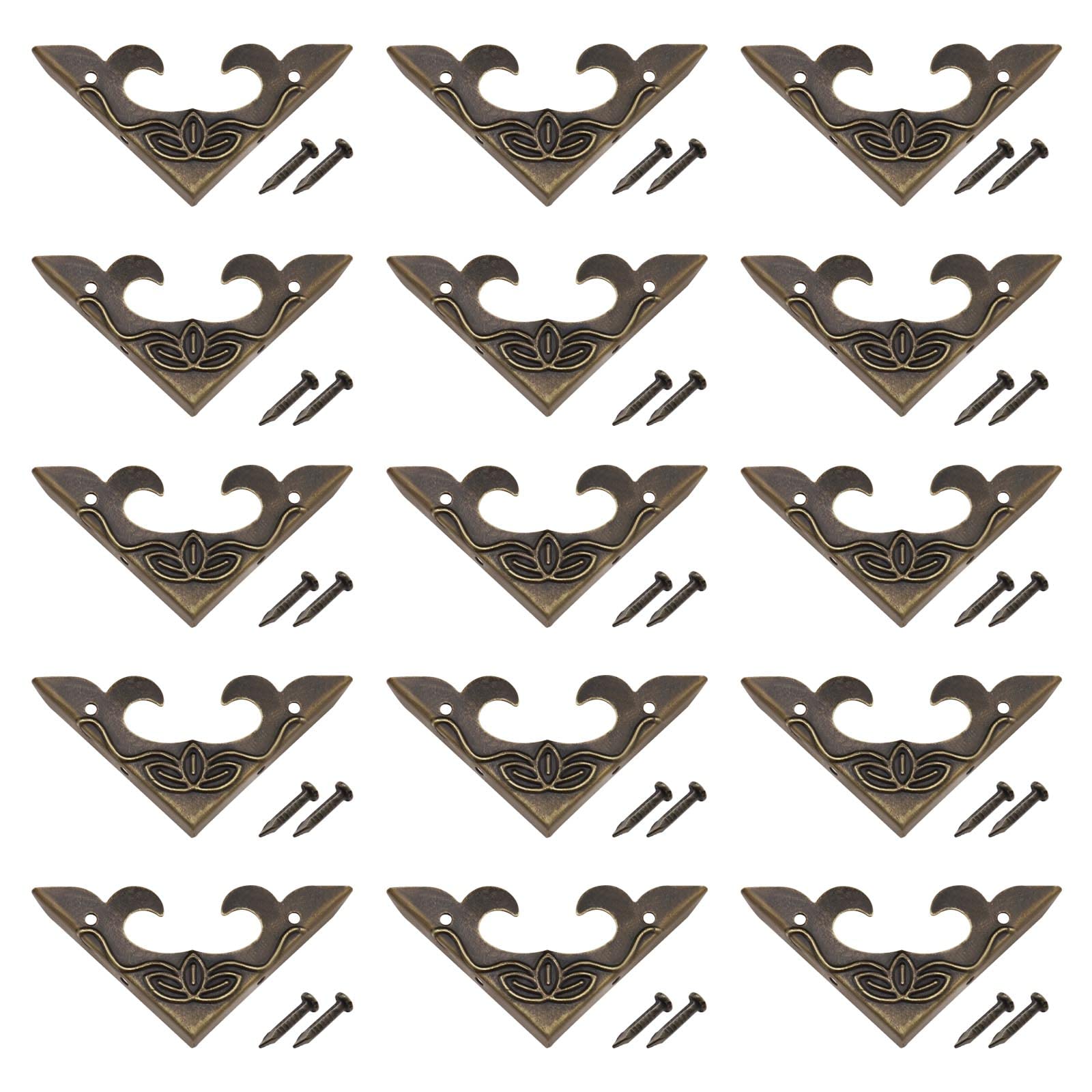 OTOTEC 40Pcs Vintage Box Corner Protectors Antique Metal Corner Protector with Screws Decorative Edge Cover for Desk Cabinet Jewelry Box Bronze