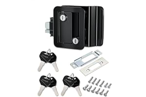 TrampgiK Hard-core Metal RV Door Lock, Replacement RV Door Handle, Fit 3.65" x 2.95" Lock Hole, Fit for Camper,Travel Trailer Entrance Front Door, 1 Lock+6 Key Aliked