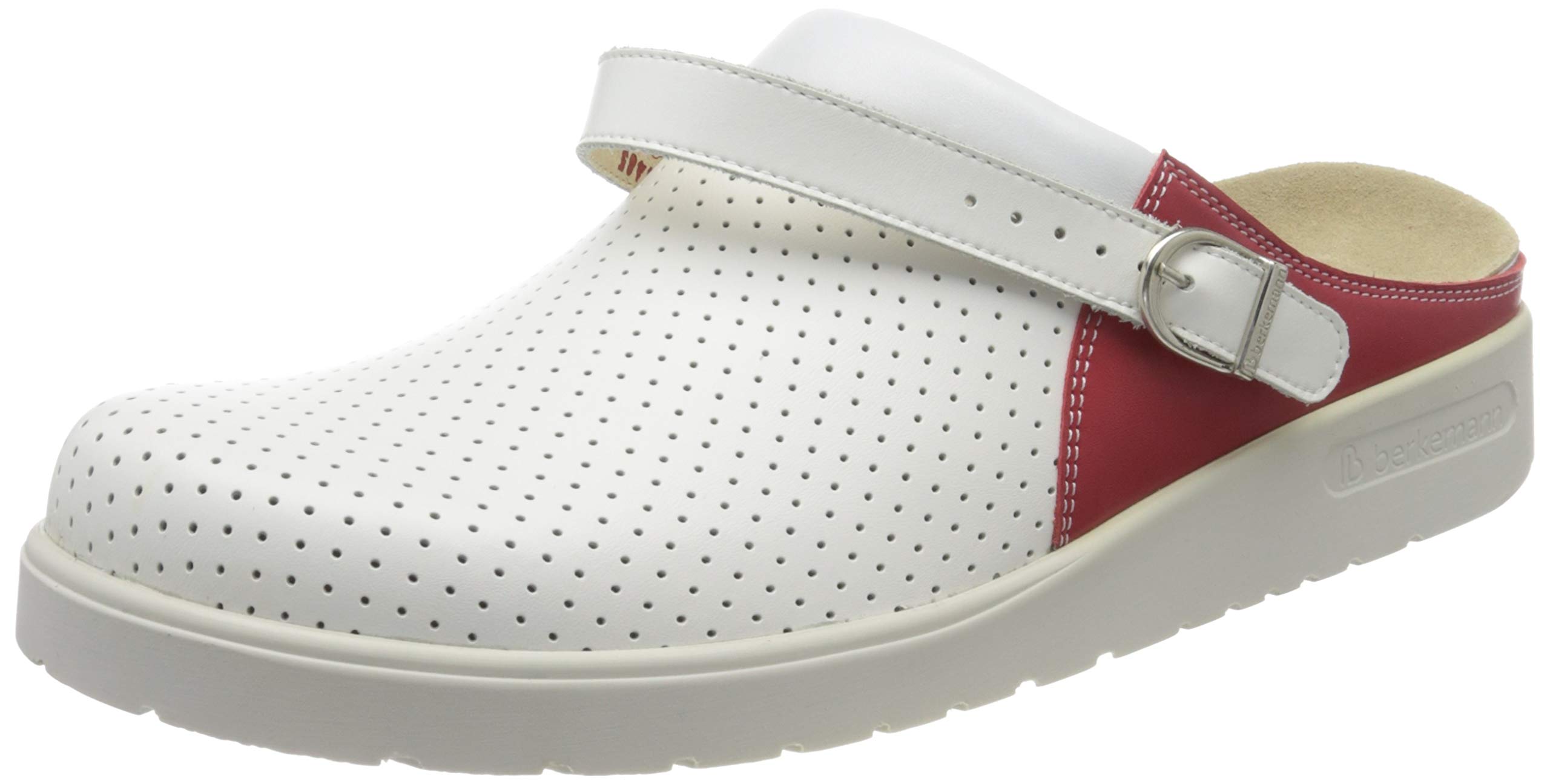 Berkemann Unisex Adults Tec-pro-brage Health Care Professional Shoe, White-Red, 12 UK