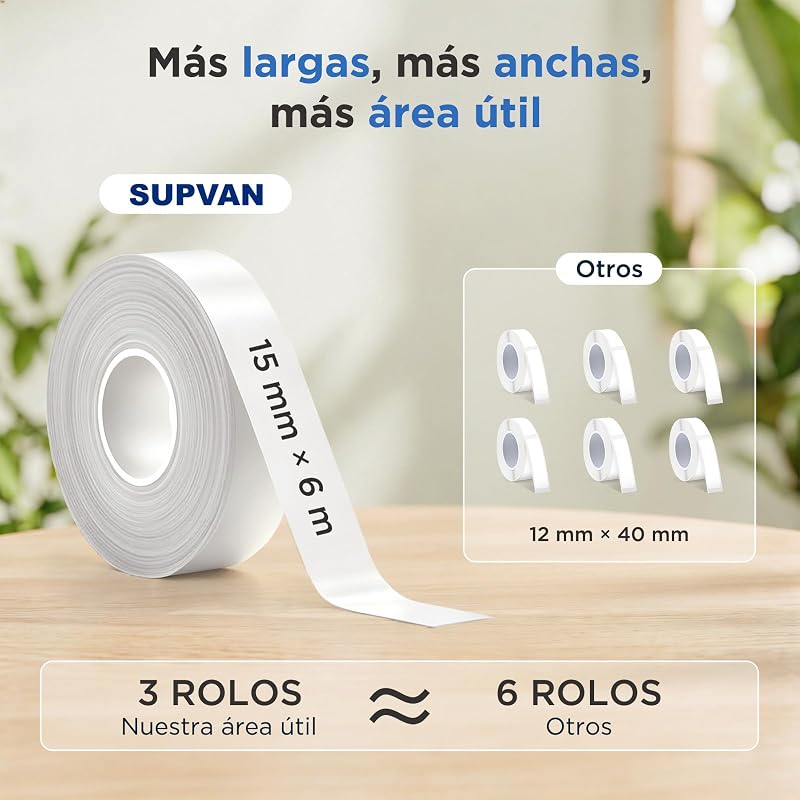 E10 Etiquetadora Bluetooth con con 3 Rollos 6m Impermeable Etiquetas