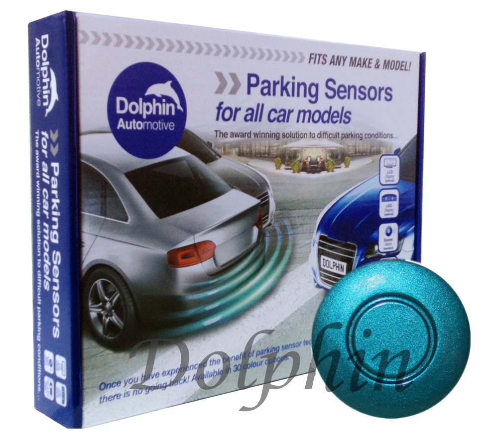 Dolphin Automotive DPS400 Reverse Parking Sensors Auto Express Award Winning 4 Ultrasonic Radar Sensors Kit Audio Alert System Matt & Gloss Black +30 More Colours (Electric Blue)
