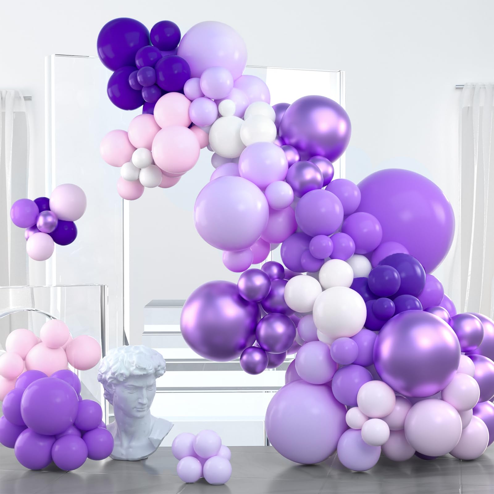 PartyWoo Purple Balloon Garland, 100 pcs Shades of Purple Balloons Different Sizes Pack of 36 Inch 18 Inch 12 Inch 10 Inch 5 Inch for Balloon Garland Arch as Party Decorations, Birthday Decorations