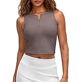 G4Free BareFeel Womens Cropped Tank Tops Half Zip Workout Athletic Shirts Sleeveless for Gym Tennis Slim Fit