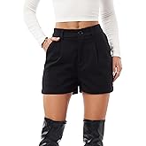 heipeiwa Women's Dressy Shorts Wool Blend Thick Mini High Waisted Work Casual Shorts with Pockets