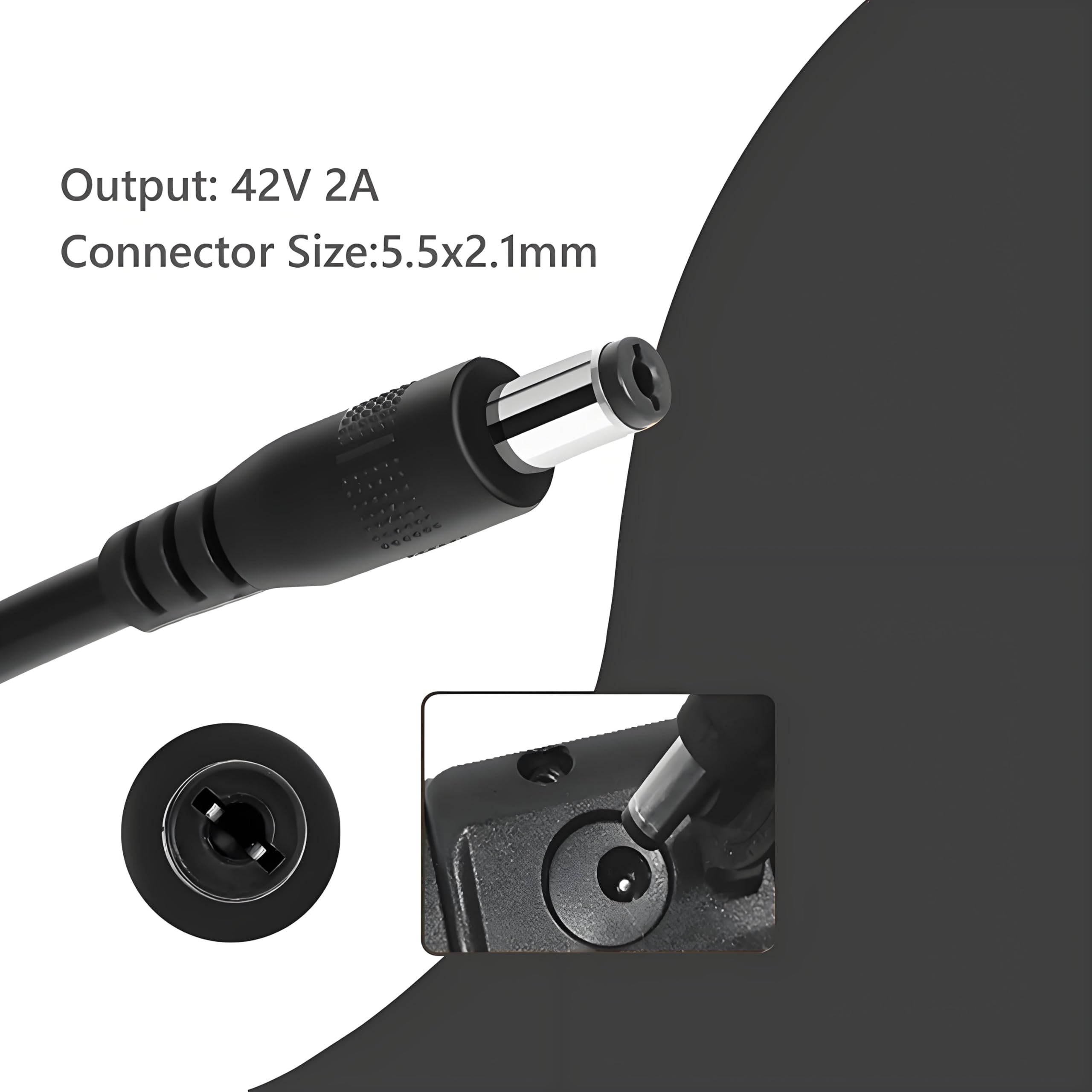 UL Listed 42V 2A Replacement Electric Scooter Charger for 36V Hoverboard Charger with 5 Plugs, Compatible with GOTRAX/ninebot/Jetson/Voyage Scooter Power Adapter