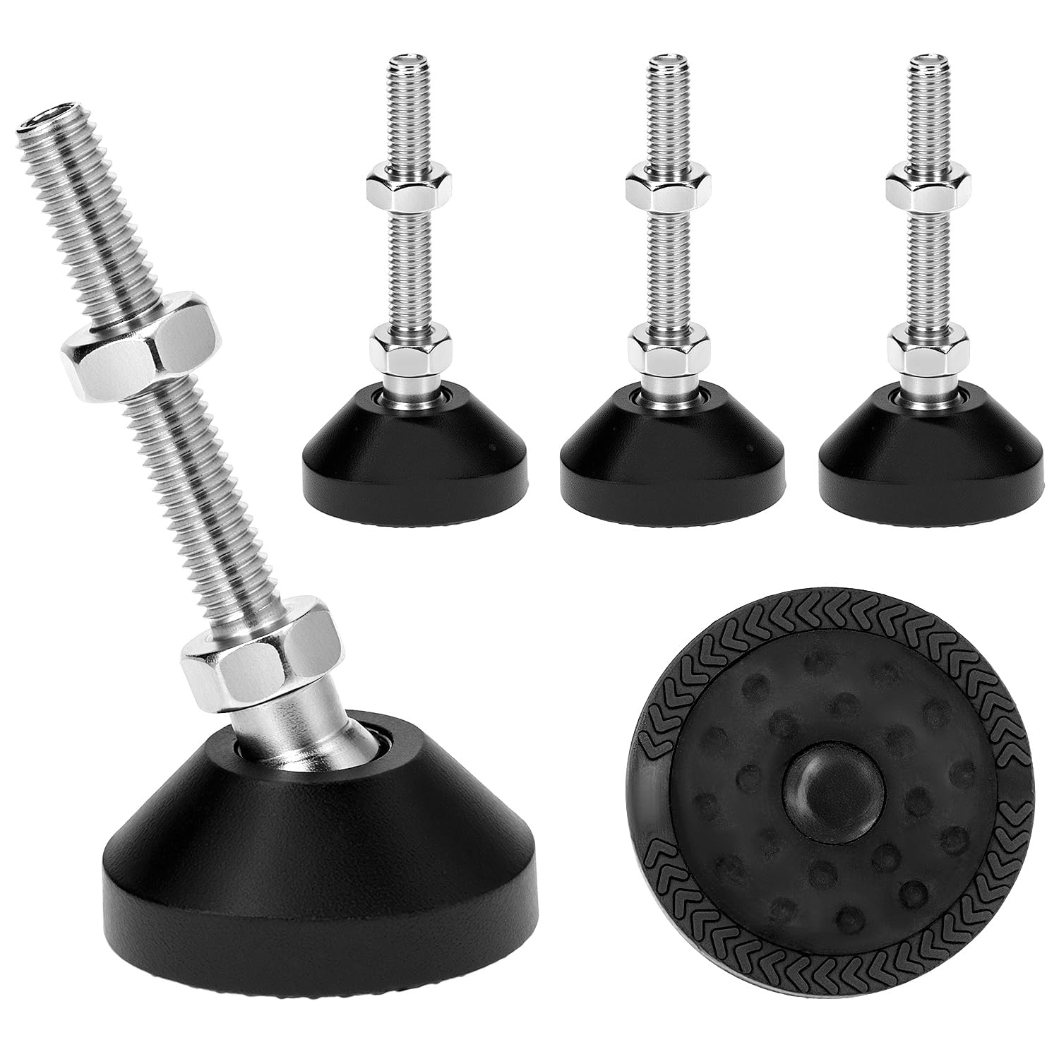QWORK® 4 Pack Adjustable Feet, Furniture Leveling Feet, for Furniture, Chair Leg Floor Protectors, M8×50mm