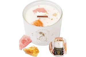 THE MINDFUL COLLECTIVE Large Crystal Candles for Women - 12oz Soy Wood Wick Candles That Crackle. Scented, Non-Toxic, Luxury Aromatherapy. Unique Meditation Spiritual Gifts for Women