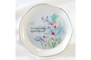 HOME SMILE Friend Chritian Gifts Jewelry Ring Dish Tray with Dynamic Butterfly&Flower Pattern Shifts,A Sweet Friendship Refresh the Soul-Best Friend BFF Birthday Wedding Gifts