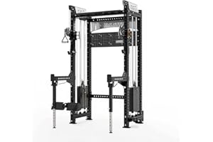 Mikolo Anubis Power Cage, Power Rack with Cable Crossover System, Multi-Function Squat Rack with with Aluminum Pulley System for Fitness Home Gym