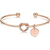 Ursteel 14K Gold Plated Initial Bracelet for Women - Dainty 14K Gold Plated Knot Letter A-Z Bracelets for Women, Tie The Knot Bracelet Bridesmaid Proposal Jewelry Gifts