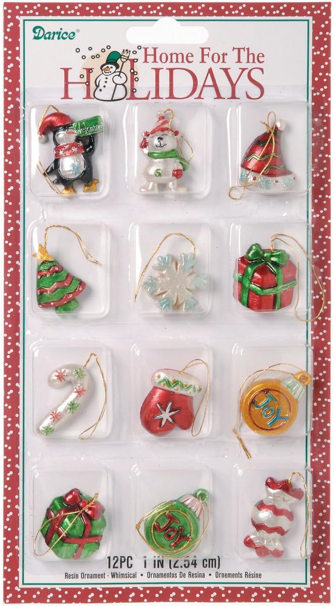 Darice 2463-51 Mini Resin Ornaments 1"-1.5" 12/Pkg