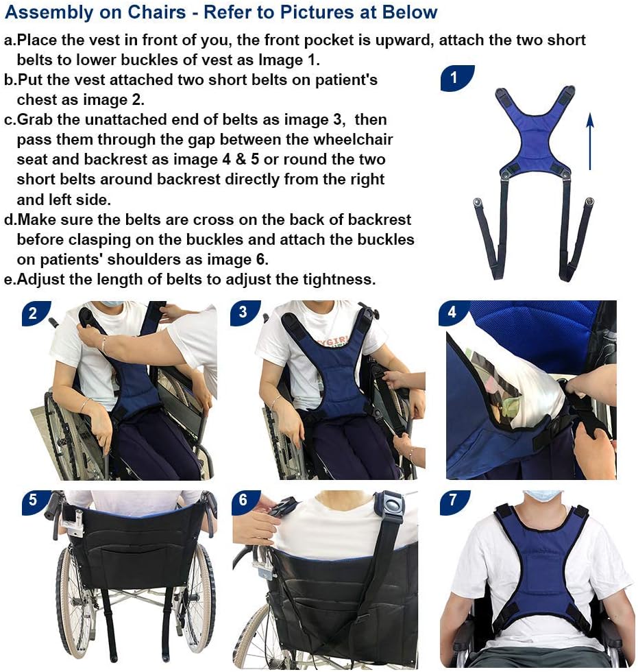 Wheelchair Seat Belt Bed Restraints Safety for Elderly Wheelchair Harness Adult Seatbelt Medical Hospital Straps Vest Soft Chest Lap Buddy Chairs Seniors Disable Patients Prevent Sliding: Furniture & Decor