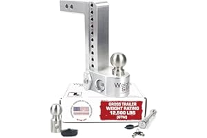 Weigh Safe Adjustable Trailer Hitch Ball Mount - 10" Drop Hitch for 2" Receiver w/ 2 pc Keyed Alike Lock Set, Premium Aluminum Trailer Tow Hitch w/Built in Weight Scale for Anti Sway, 12,500 lbs GTW