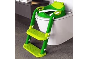 711TEK Toddler's Potty Training Seat with Step Stool Ladder Toilet Training Potty Chair for Baby Boys Girls (Frog Green)
