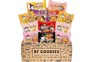 KF GOODIES Korean Ramen Variety Pack Gift Box (12 Count) - Spicy Buldak Noodle Assortment for Birthdays, College Care Packages and Gift Baskets