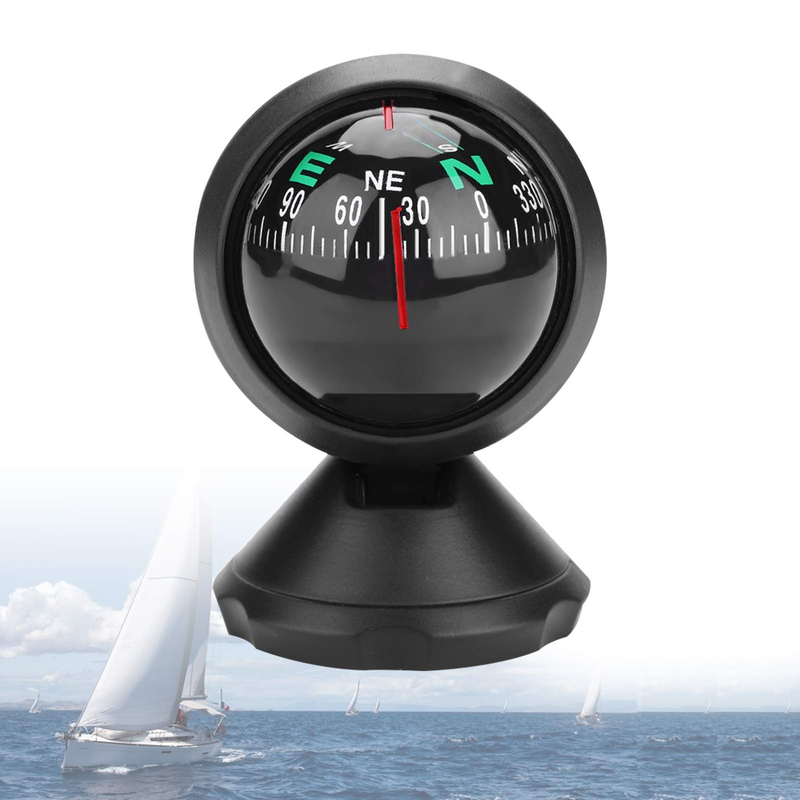 Boat Compass, Car Compass Dashboard Digital Navigation Exploration Compass, Black Marine Compass Suitable for Car Boat Truck