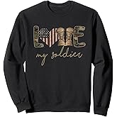 I Love My Soldier Military Army Wife USA Camour Flag Sweatshirt