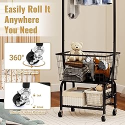 ALIMORDEN Laundry Cart with Clothes Rack, Rolling