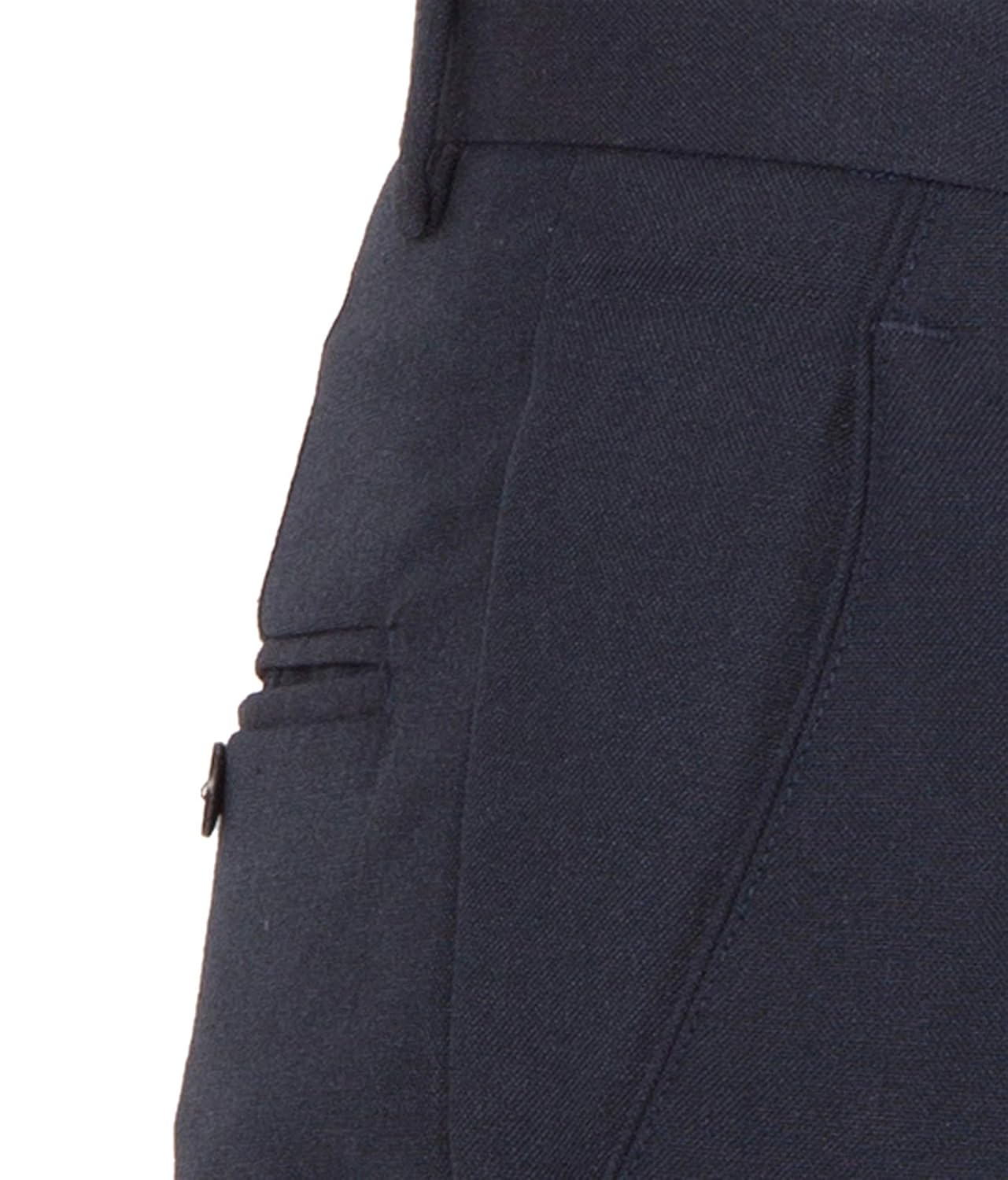 american-elm men navy cotton rayon slim fit formal trouser