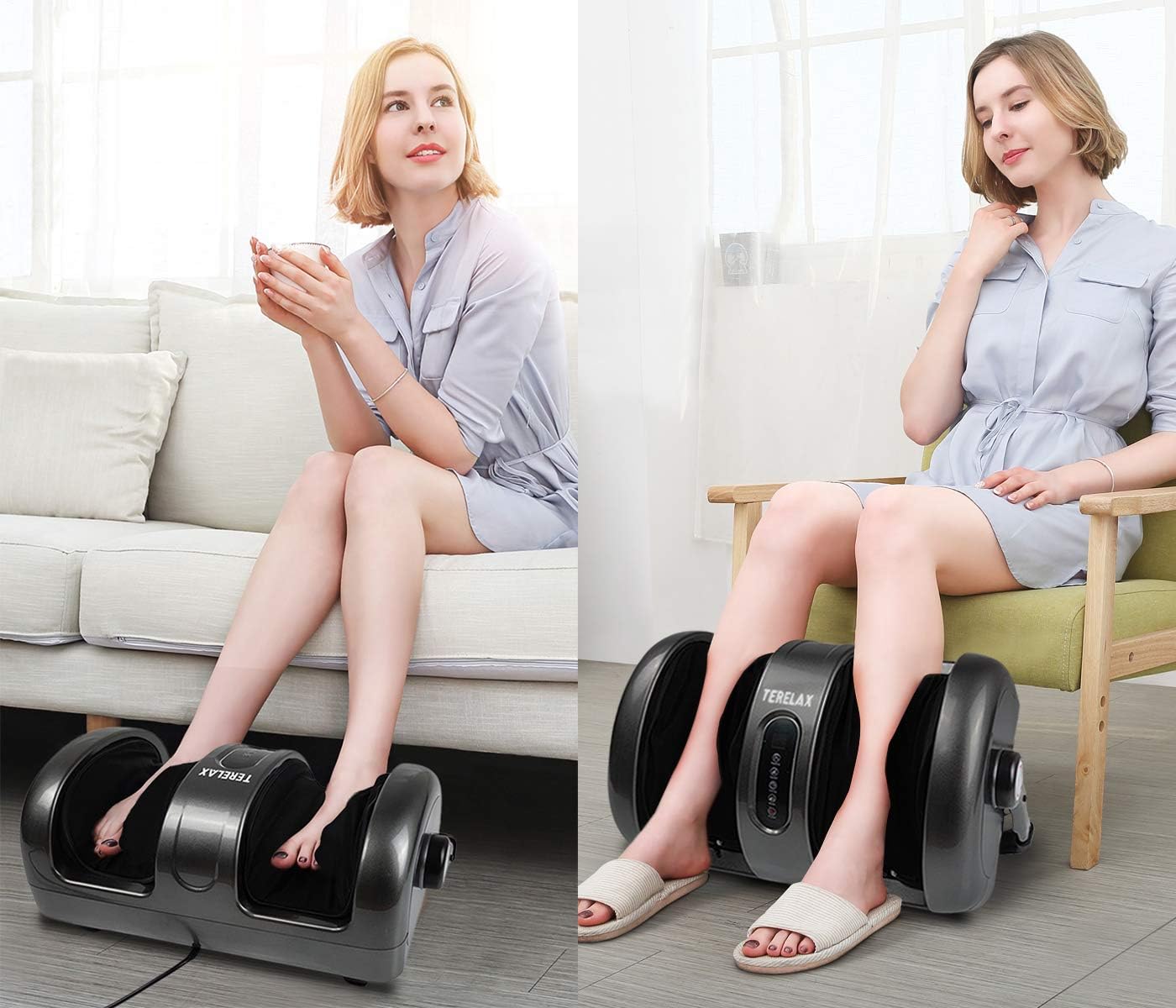 Foot Massager Machine Shiatsu Foot and Calf/Leg Massager with Heat Deep Kneading Therapy Relieve Foot Pain from Plantar Fasciitis Improve Blood Circulation by TERELAX: Health & Personal Care