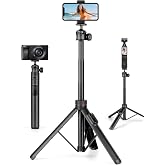 JOILCAN Tripod for iPhone & Camera, 64" Selfie Stick with 360° Ball Head Remote & Phone Holder, Extendable Portable Phone Tri