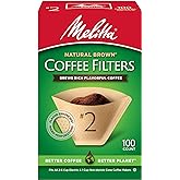Melitta #2 Unbleached Coffee Filters, Natural Brown Cone Filters, 1-Pack | Flavor-Enhancing Microfine Perforations, Double Crimp Strength, FSC &amp; BPI Compostable, For 4-6 Cup Brewers, 100 Ct, USA Made