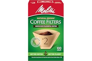 Melitta #2 Cone Coffee Filters, Natural Brown, 100 Count - Fits all 2-6 Cup Cone Coffee Makers and 1-cup Pour-Over Brewers, Compostable, Tear-Resistant, Made in USA