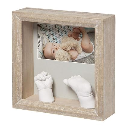 Baby Art My Baby Sculpture Photo Frame, Stormy, Tiefer Bilderrahmen aus Holz für 3D Gipsabdrücke von Hand und Fuß Ihres Babys