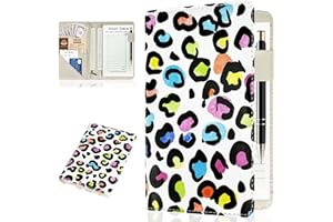HIIXHC Server Books for Waitress, Waitress/Waiter Book Organizer with Zipper Pouch, Guest Check Book Holder Money Pocket Restaurant Waitstaff Organizer Leopard Pattern