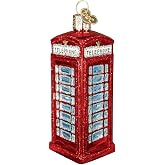 Old World Christmas English Phonebooth Glass Blown Ornament for Christmas Tree, Handcrafted Holiday Decoration, Landmark Collection