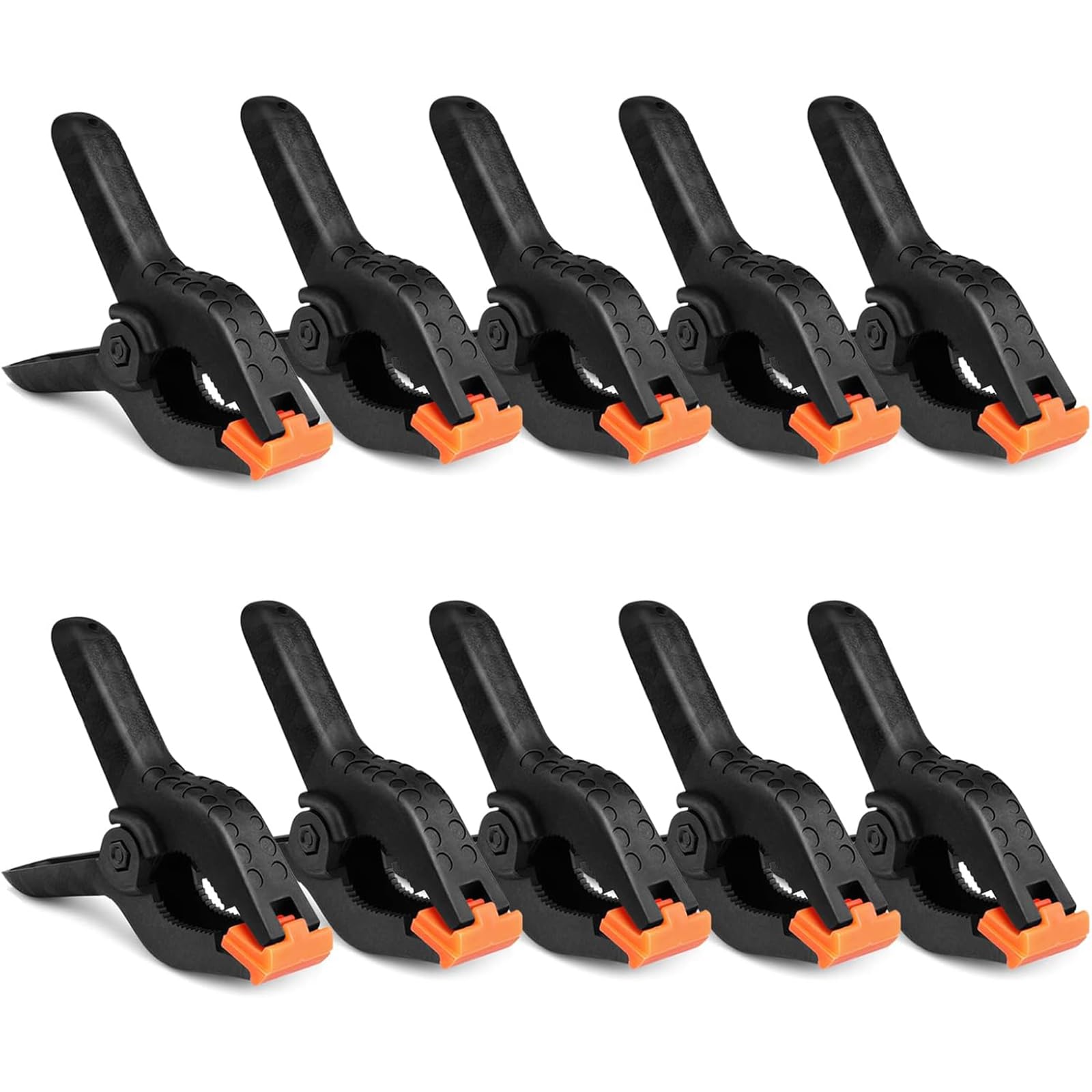 Oenothera 10-Piece Spring Clamps for Woodworking, 4-Inch Jaw Opening, Black