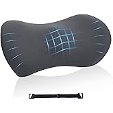 Lumbar Support Pillow for Office Chair and Car Seat, Lumbar Pillow with Adjustable Strap, Memory Foam Back Pillow for Lower Back Pain Relief, Back Support Pillow for Sitting, Driving, Traveling