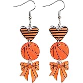 Cute Sport Ball Dangle Drop Earrings Love Heart Helmet Bowknot Tennis Football Baseball Basketball Volleyball Soccer Dangling Earrings for Women Sport Jewelry Gifts