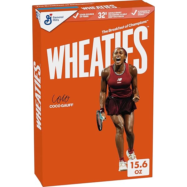 WHEATIES BREAKFAST CEREAL, BREAKFAST OF CHAMPIONS, 100% WHOLE WHEAT FLAKES, 15.6 OZ