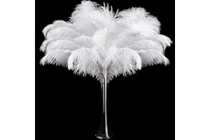 Retrowavy 50 Pcs 14-16 Inches Large Natural Ostrich Feathers Bulk for Centerpieces for Wedding Party Centerpieces Home Decoration Flower Arrangement (White)