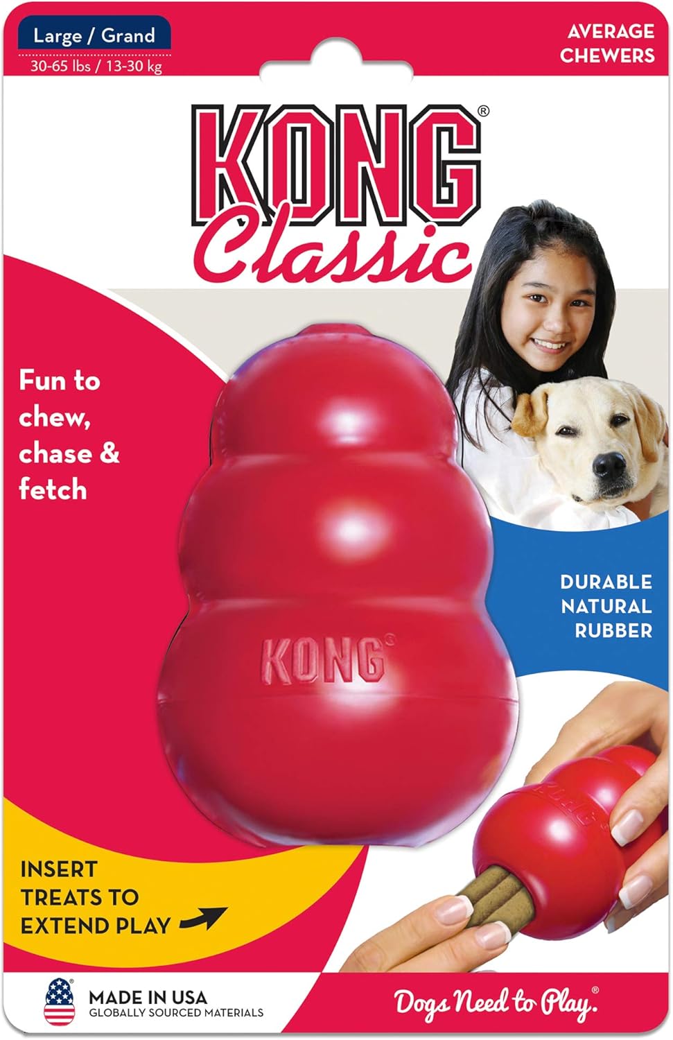 Pet Supplies : Pet Chew Toys : KONG 41938 Classic Dog Toy, Large, Red, KONG Classic Large : 