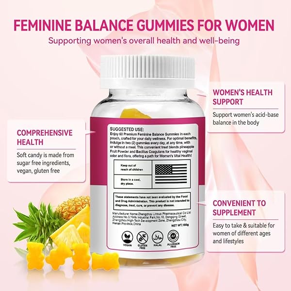 VITAL PREMIUM SOURCE FEMININE BALANCE PINEAPPLE GUMMIES,WOMEN’S BALANCE GUMMIES,GLUTEN-FREE&VEGAN