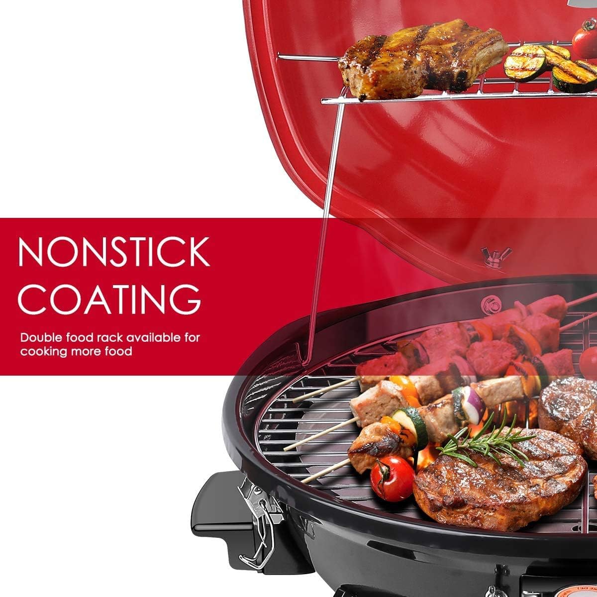 review Techwood Electric BBQ Grill 15-Serving Portable Grill for Outdoor and Indoor Use, 18 inch Tabletop Grill, 1600W
