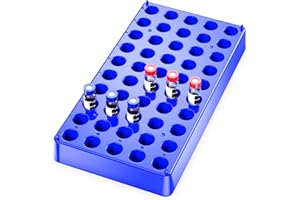 BIOMED SOLUTIONS 2Pcs Vial Rack,Blue Polypropylene(PP) Vial Holder 2mL with 50 Holds Diameter 12mm,Stackable Vial Racks,Centrifuge Tube Rack,Bottle Racks by Biomed Scientific