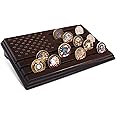 TESLYAR 6 Rows Military Challenge Coins Stand Holder Display Rack Wooden Army Collectible Challenge Coin Display Case Wood Stand, Holds 30-36 Coins Natural Solid Wood Brown American Flag (Wenge)
