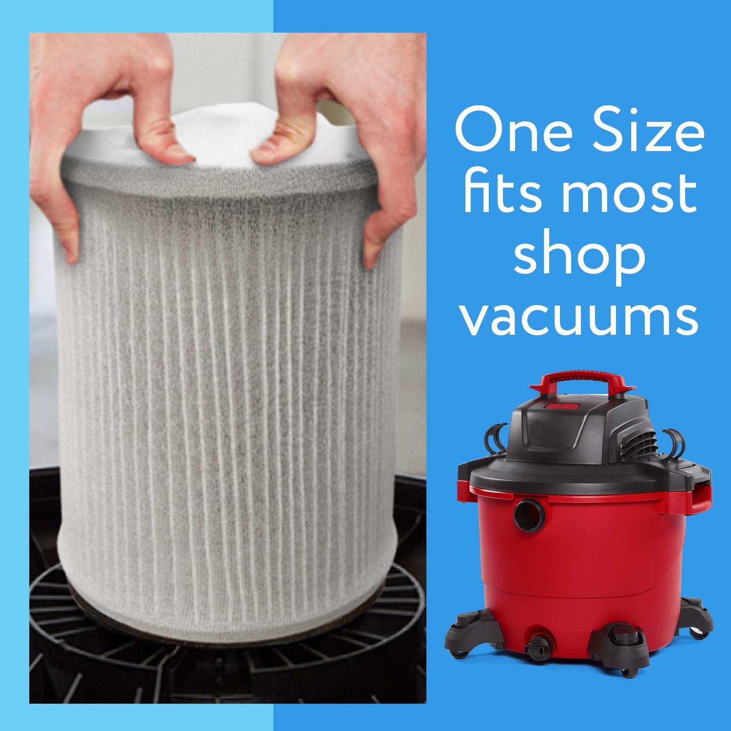 [10 Pack] Shop Vacuum Filter Cover To Reduce Dust Build Up - Reusable, Washable Vacuum Bags - Shopvac Prefilter, Fits Most Canister Vacuums: Appliances