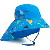 Kids Sun Hat UPF 50+ Boy Girl Protection Hat Wide Brim Beach Hats with Mesh and Adjustable Chin Strap