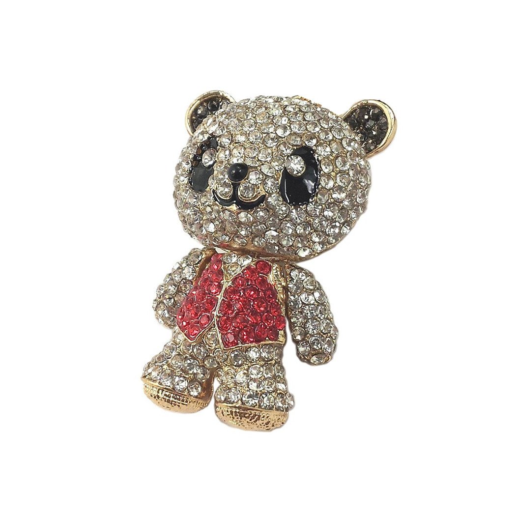 Keychain Keyring Chinese Panda Metal Bling Crystals Rhinestone Keyfob Charm for Handbags (Red)