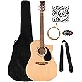 Fender Dreadnought Acoustic-Electric Guitar - Natural Bundle with Gig Bag, Strap, Strings, Picks, and Austin Bazaar Instructional Video