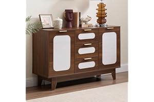 CANMOV Buffet Cabinet with Storage, 47" Sideboard Cabinet with 3 Drawers & 2 Doors, Modern Wood Coffee Bar Sideboard for Kitchen, Dining&LivingRoom, Walnut (Walnut)