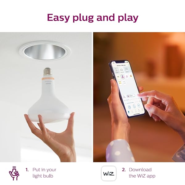 PHILIPS SMART 65W BR30 COLOR LED SMART BULB 4-PACK -E26- INDOOR – CONNECTS TO YOUR EXISTING WI-FI – CONTROL WITH VOICE OR APP + ACTIVATE WITH MOTION – MATTER COMPATIBLE
