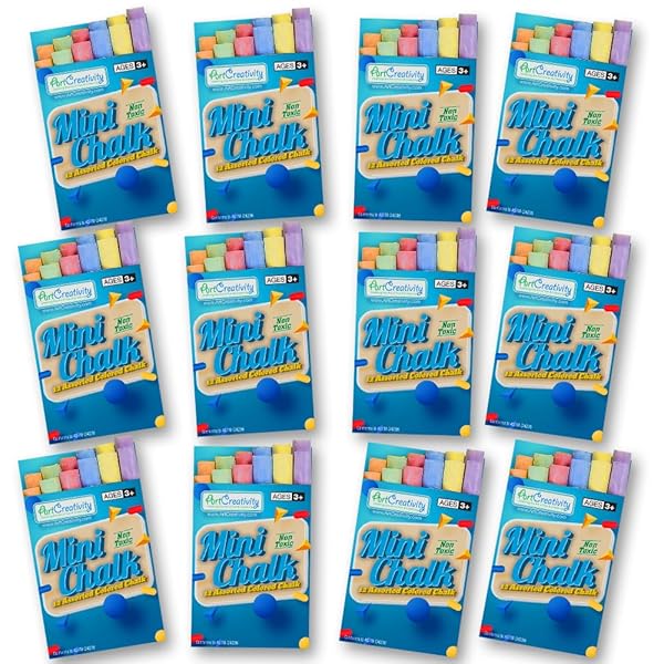 ARTCREATIVITY 288 COUNT MINI CHALK SETS FOR KIDS (24 BOXES) NON-TOXIC SUMMER ART AND CRAFT SUPPLIES – SMALL INDIVIDUAL CHALK PACKS IN BULK FOR CLASSROOM GIFTS, SCHOOL SUPPLIES, AND SUMMER PARTY FAVORS