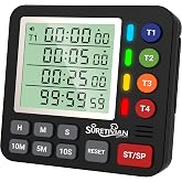 Digital Kitchen Timer with 4 Channel, Loud Alarm and Silent Mode | Magnetic Cooking Timer with Count Up &amp; Countdown for Kids and Seniors, Large Display to Read, Auto Memory, Battery Included