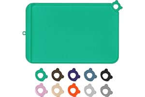 RAOUOEN Dog Food Mat, Silicone Dog Mat for Food and Water -Pet Feeding Mats with Residue Collection Pocket, Waterproof Dog Cat Bowl Mats with Raised Edges and Hooks, Placemats for Cats and Dogs Water Bowl