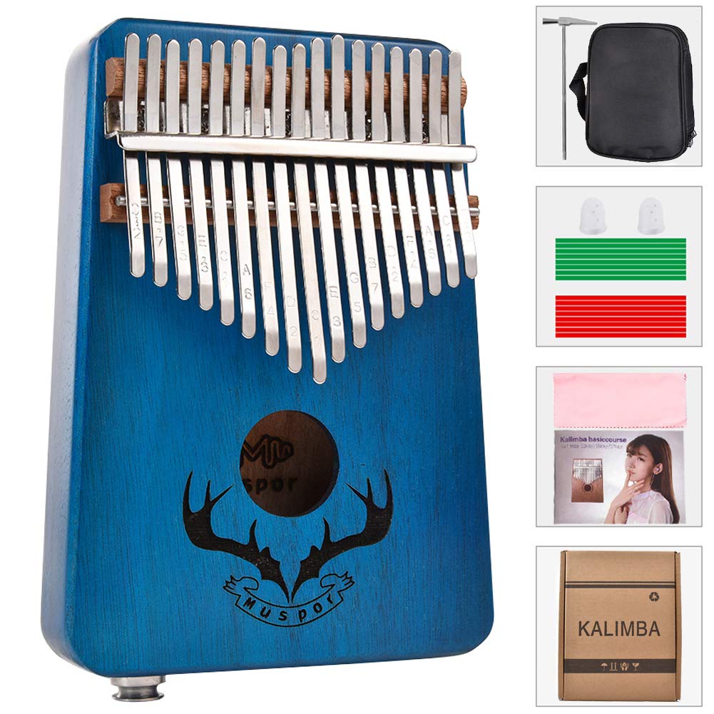 Alnicov 17 Key Kalimba Thumb Piano，Built-in Pickup，Mahogany，African Finger Piano,for Beginners Professional